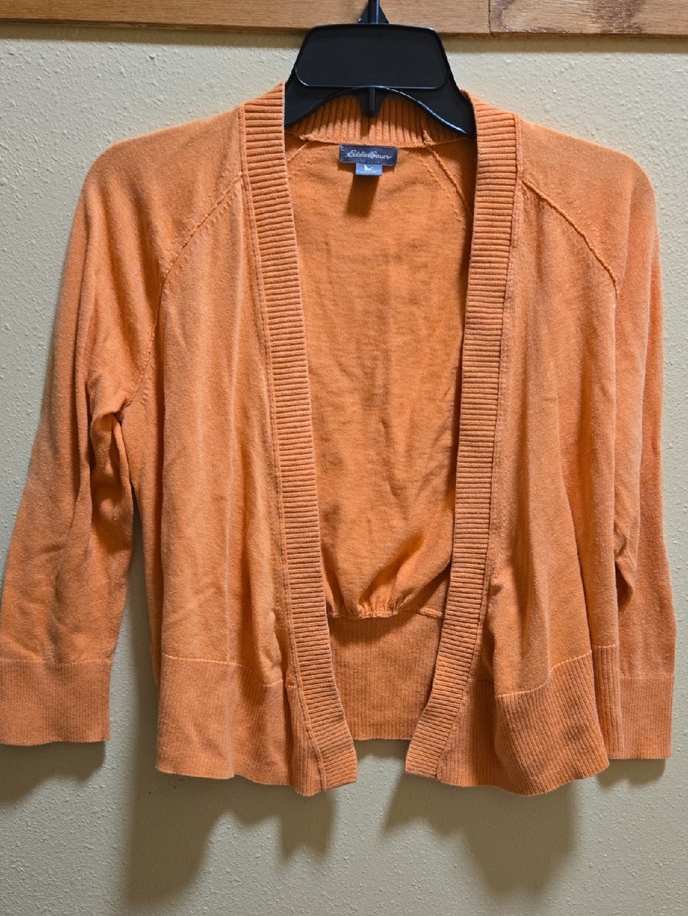 Eddie Bauer Tangerine Orange Open-Front Lightweight Cardigan